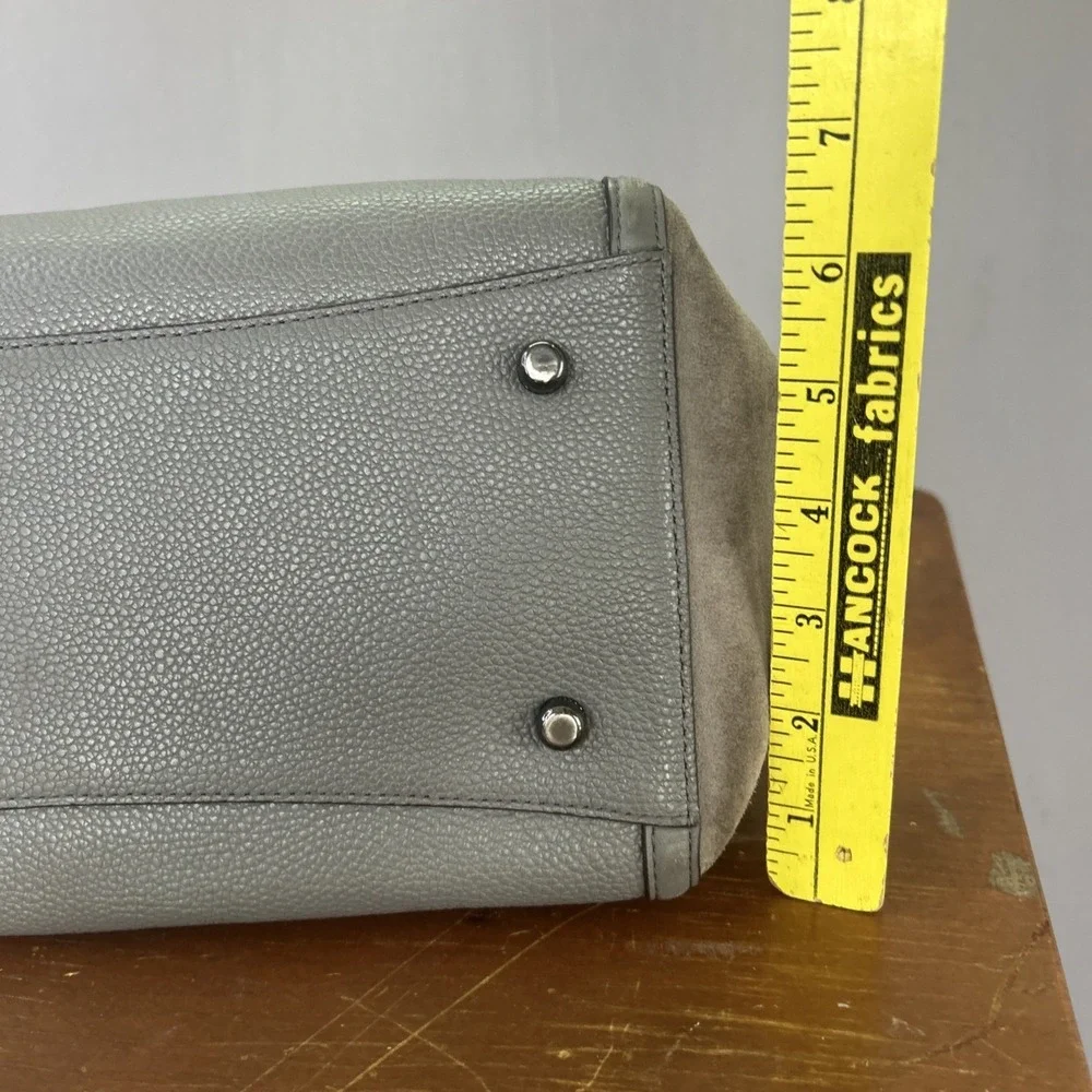 COACH 20165 Turnlock Edie Carryall Gray Pebbled Leather & Suede Shoulder Bag